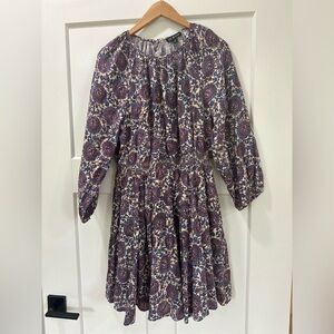 J.Crew Paisley Midi Dress in Cream, Blue & Purple